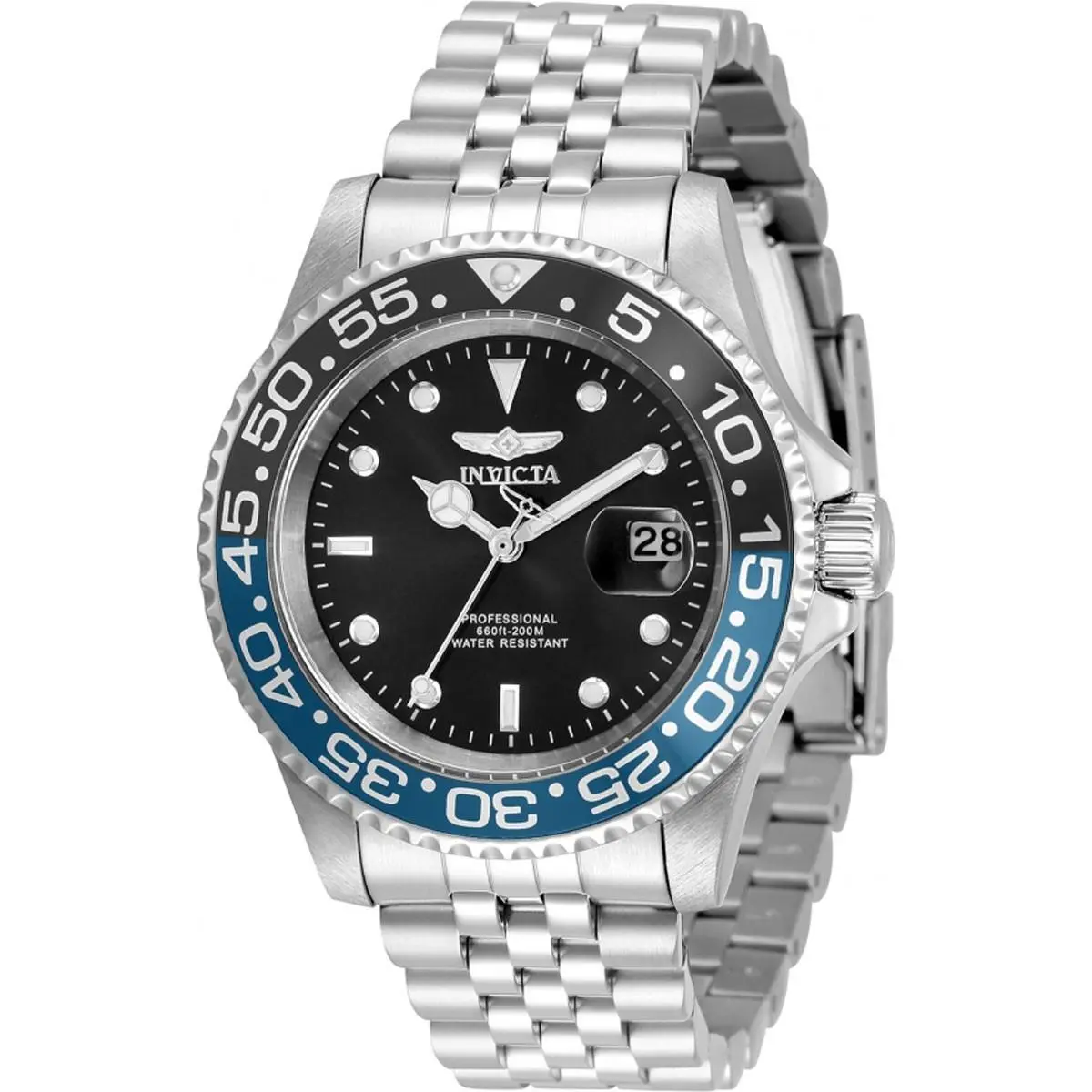Invicta Men`s Watch Pro Diver Black and Silver Tone Dial Steel Bracelet 34104