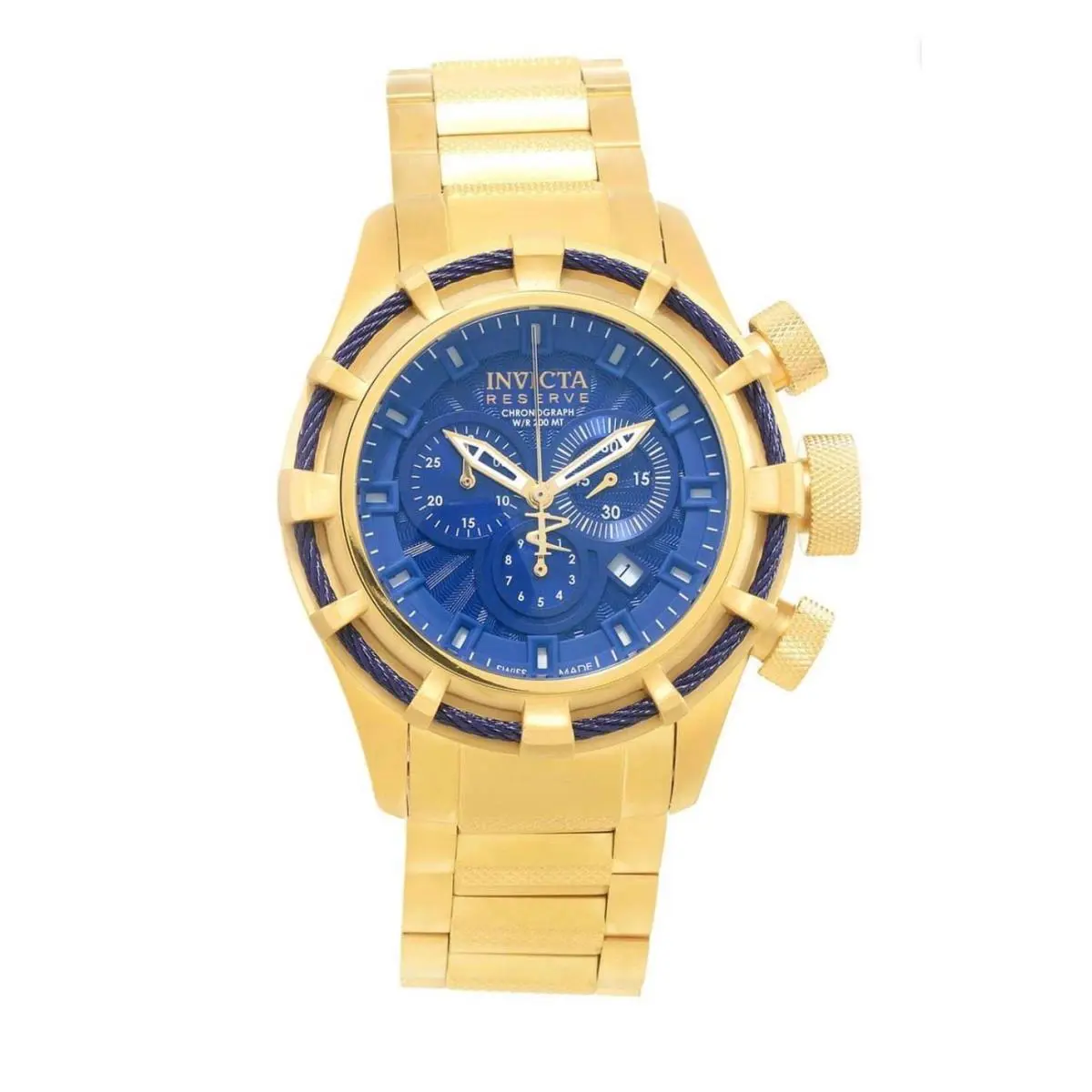 Invicta Reserve Bolt Sport Chronograph Gold-tone Blue Dial Men`s Watch 19521