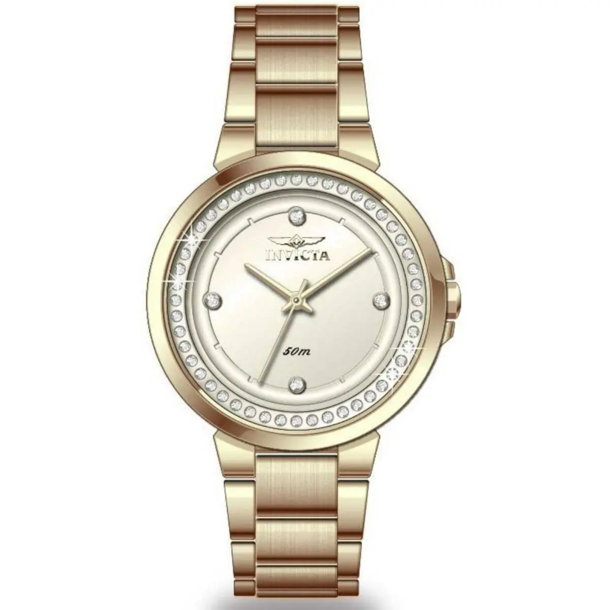 Women`s Watch Angel Quartz Yellow Gold Stainless Steel Bracelet 50165 by Invicta