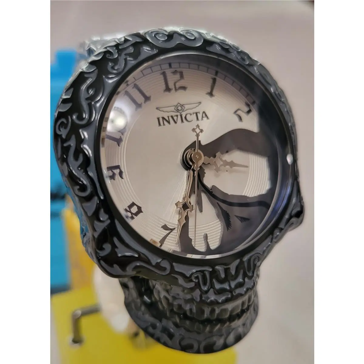 Invicta Artist Series Skull Men`s Watch 50.5mm Black 33967 with Invicta Lockbox - Dial: Black, Silver, Band: Black, Bezel: Black