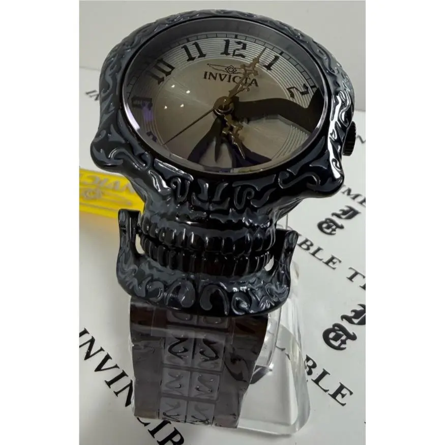 Invicta Artist Skull Men`s Watch - 50.5mm Steel Black 33967 - Dial: Black, Gray, Band: Black, Silver, Bezel: Black