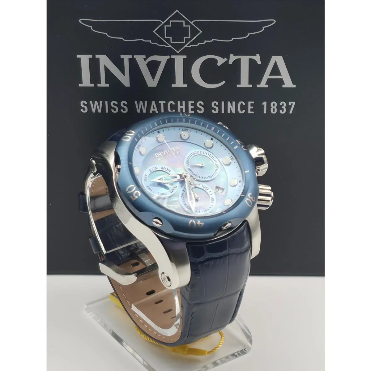 Invicta Reserve Venom 54mm Swiss Movement Platinum Label Leather Band Men Watch