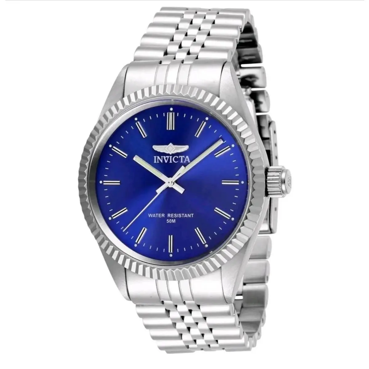 Invicta Specialty Men`s Watch Blue Dial 43mm with Silver Band 29375 Warrenty