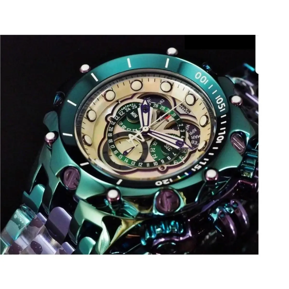 Invicta Reserve Venom Fusian Hybrid Swiss Master Calendar Steel Green Watch