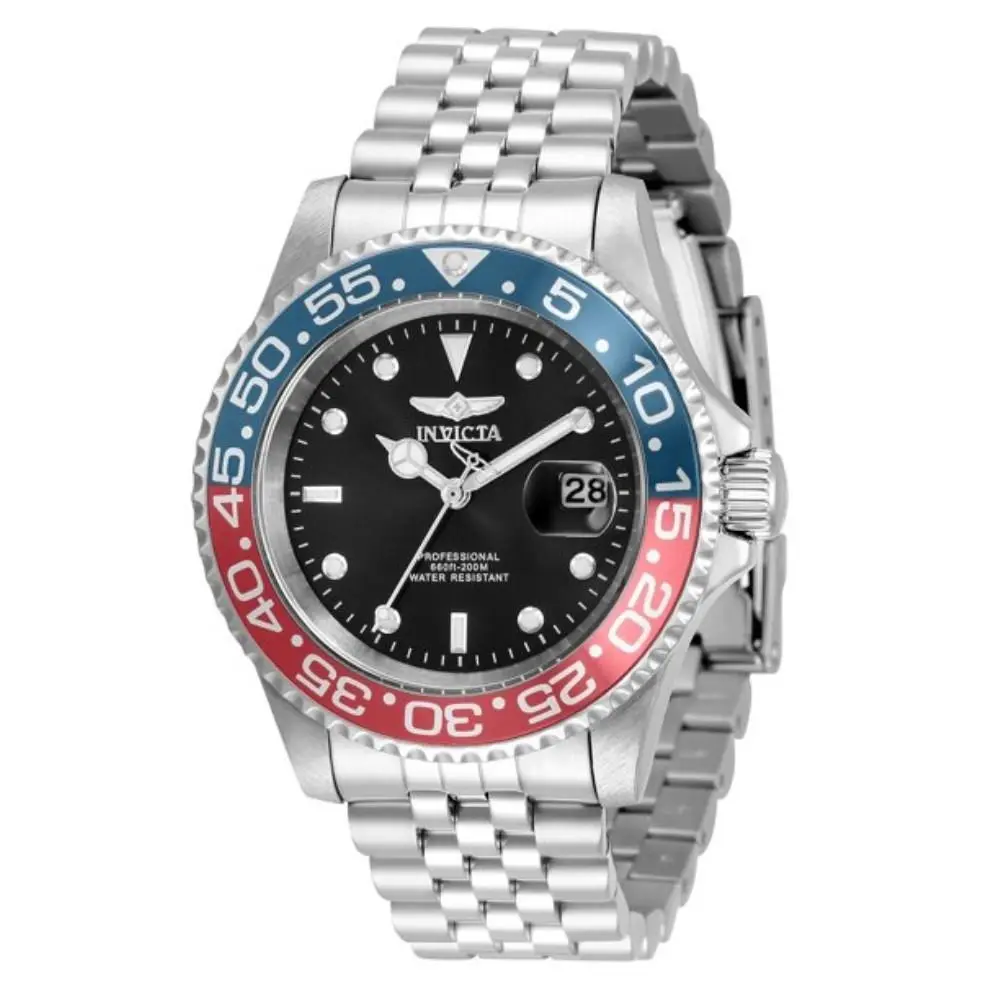 Invicta Men`s 34102 Pro Diver Quartz 3 Hand Black Dial Stainless Steel Watch