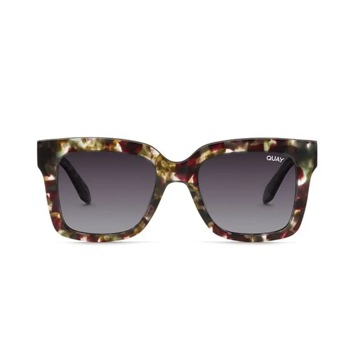 QUAY-ICY-NO-NS-1810-Green Tortoise Square Frame / Smoke Polarized Sunglasses - Frame: Green, Lens: Smoke