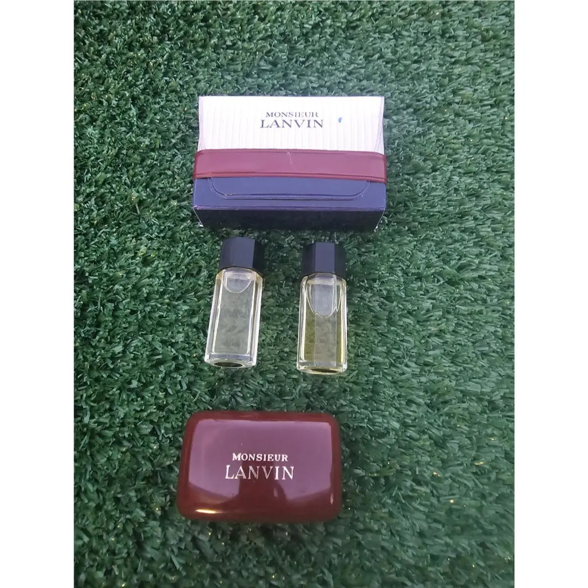 Vtg Lanvin Monsieur Three Piece Set 1 oz Cologne + 1 oz After Shave + Soap Bar