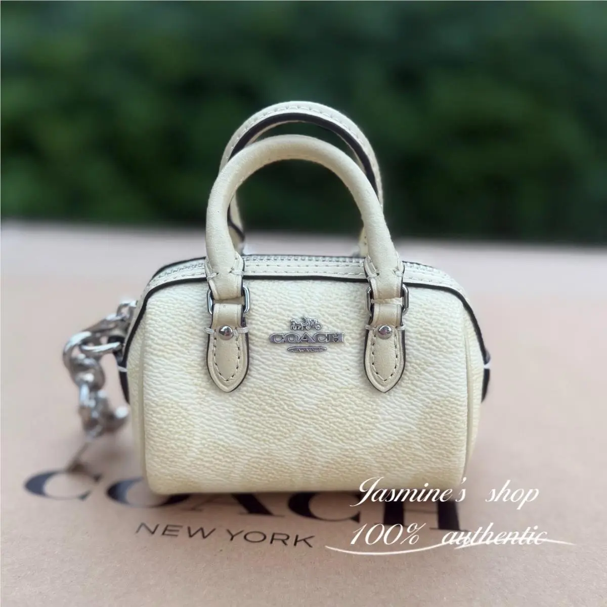 Mini Rowan Satchel Bag Charm In Signature Canvas CX068/CZ082/CDB17 CX068/hay by Coach