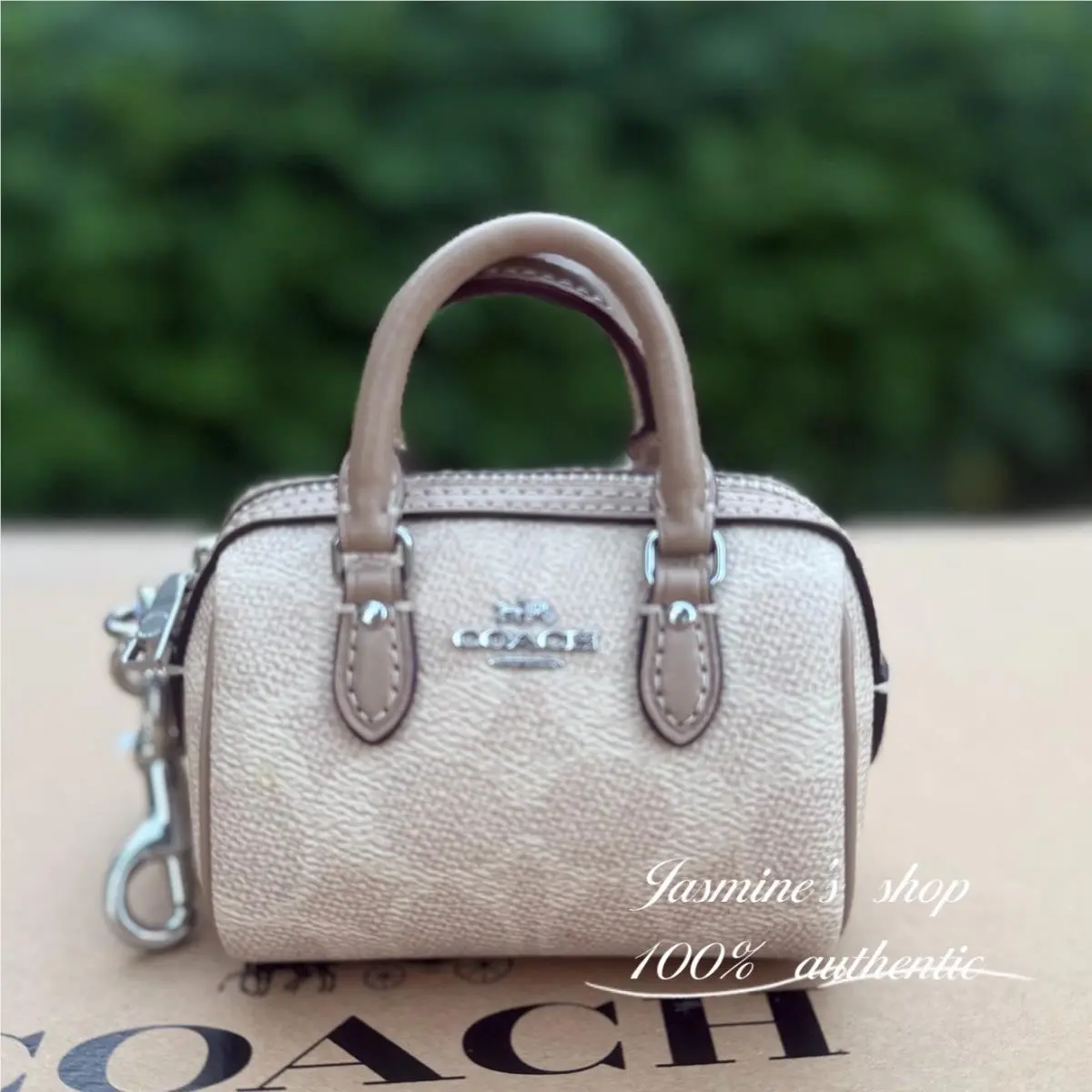 Mini Rowan Satchel Bag Charm In Signature Canvas CX068/CZ082/CDB17 CX068/sand/taupe by Coach