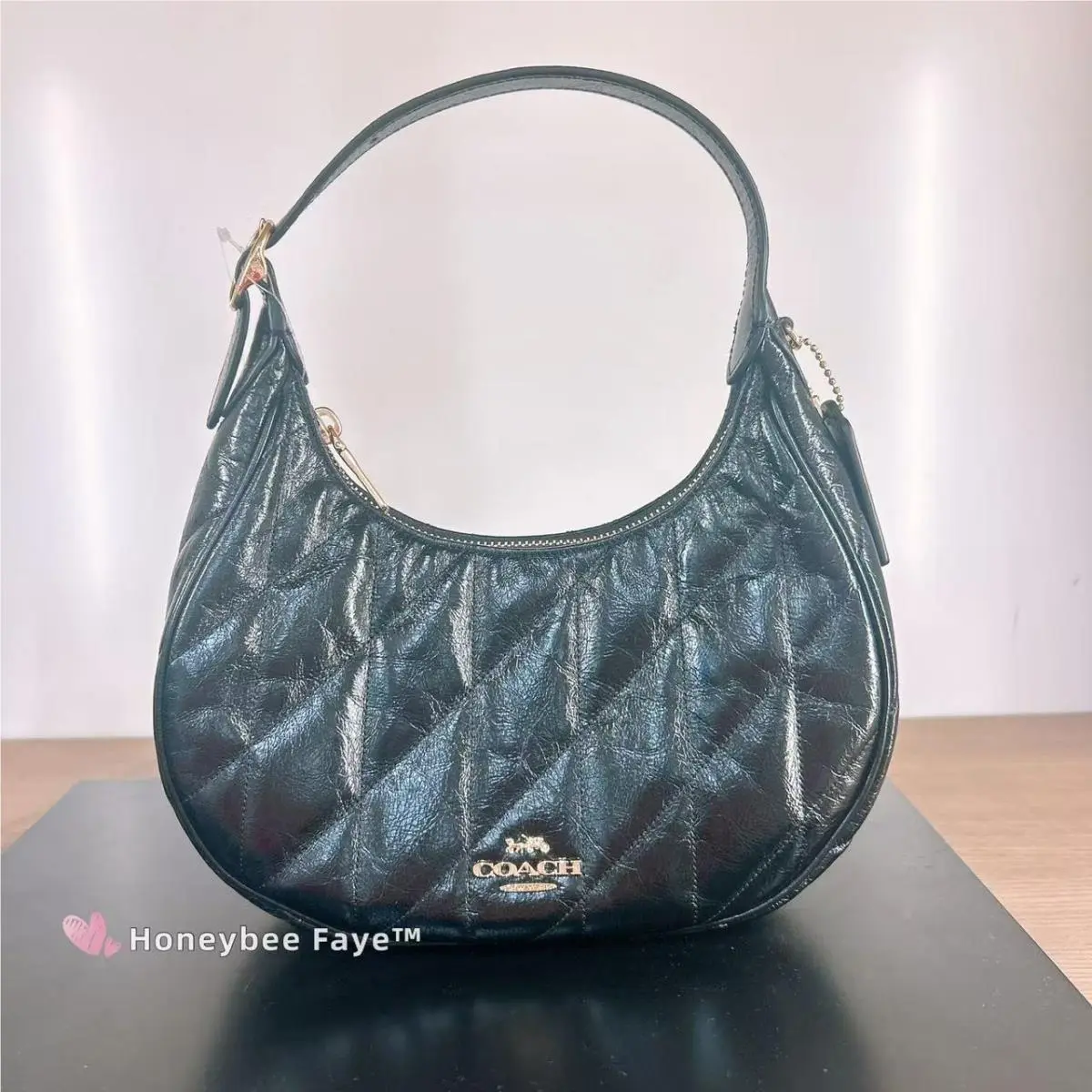 Emily Shoulder Bag In Signature Canvas/with Quilting CDX21/CDX17/CDX34 CDX21 Gold/Black by Coach