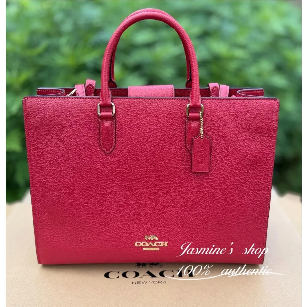 Coach Maggie Tote Bag Shoulder Bag In Leather/gold/true Red CY666