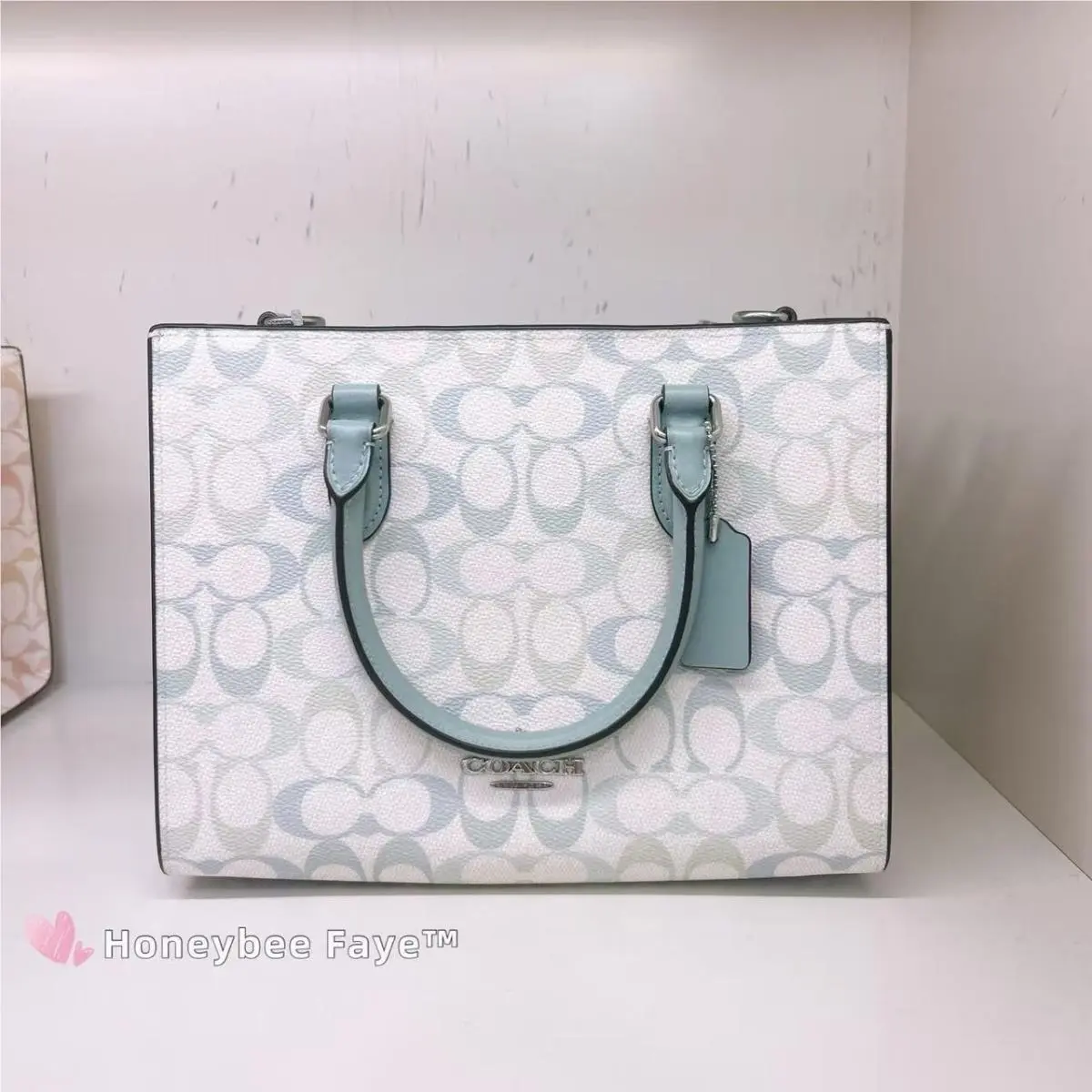 Maggie Small Tote Bag In Pretty Signature Canvas CDZ08 by Coach
