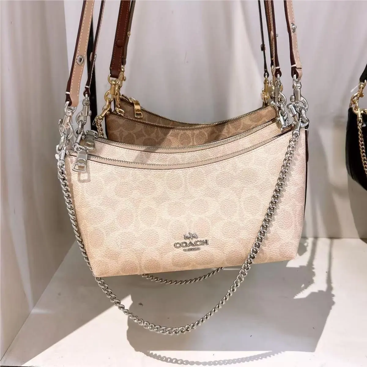 Caitlin Shoulder Bag with Quilting CDZ88/CDZ89/CEK80 CEK80 Silver/Sand/Taupe by Coach