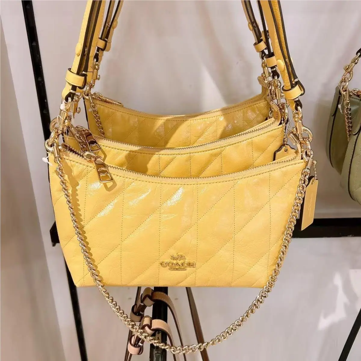 Caitlin Shoulder Bag with Quilting CDZ88/CDZ89/CEK80 Gold/Soft Yellow by Coach