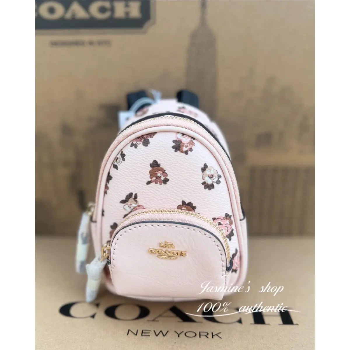 Mini Court Backpack Bag Charm Signature Canvas CX066/CAA68/CAO93 CAA68/rosetee /blush multi by Coach