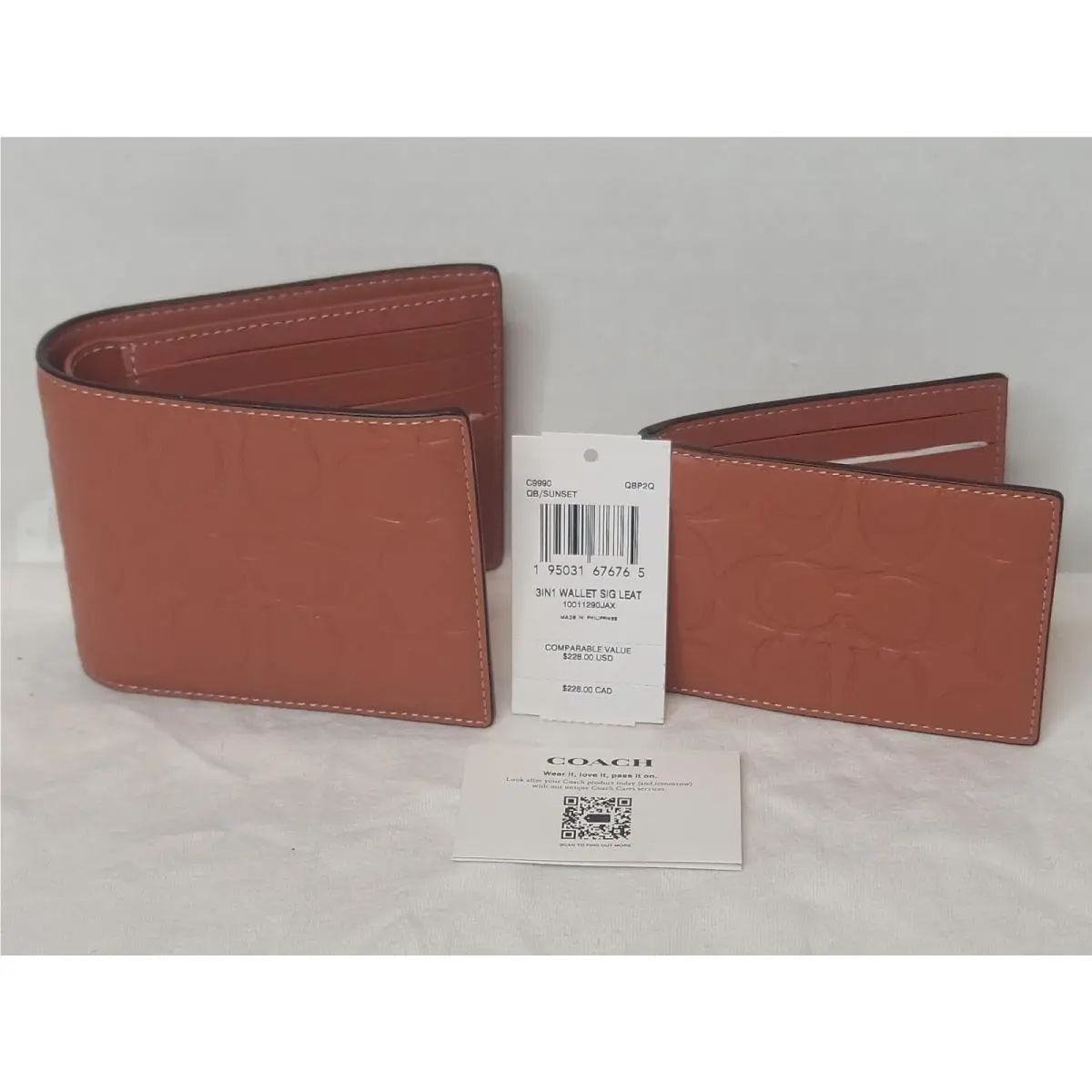 Limited Edition Coach 3-in-1 Sunset Signature Leather Bifold Wallet