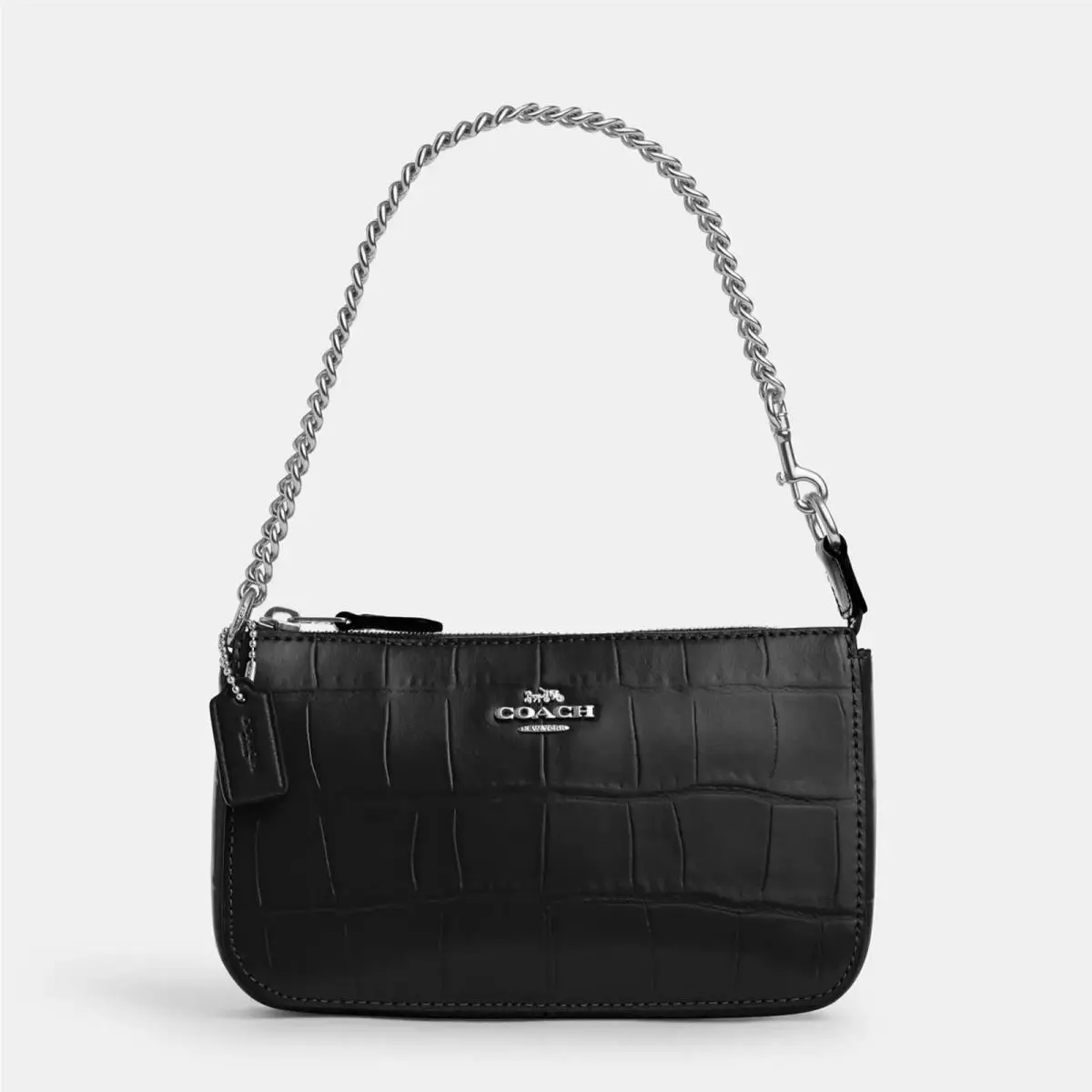 Coach Nolita19 in Embossed Crocodile/silver/black Mini Shoulder Bag