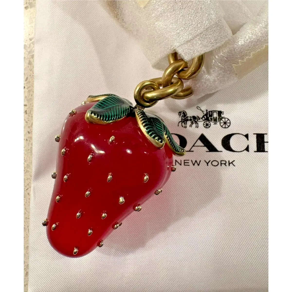 Strawberry Bag Charm Keyring Key Fob CAO50 by Coach