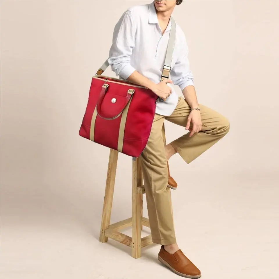 Coach 77125 Men Voyager Red Canvas Crossbody Weekend Tote Purse