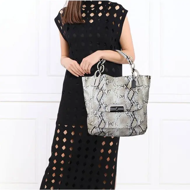 Coach Kristin Exotic Embossed Python Leather Tote Shoulder Bag
