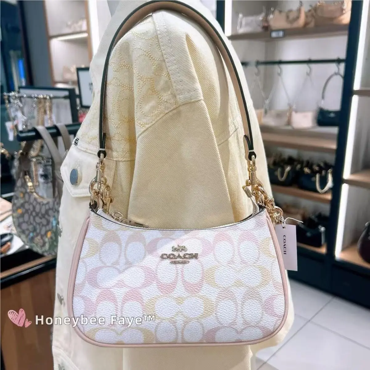 Coach Teri Mini Crossbody Bag In Pretty Signature Canvas CDW52 Chalk/pink