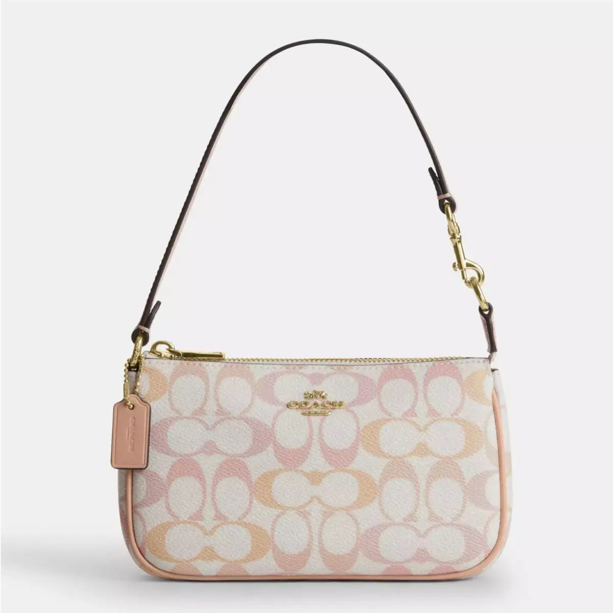 Coach Nolita19 in Pretty Signature Canvas Gold/chalk/ Pink Mini Shoulder Bag