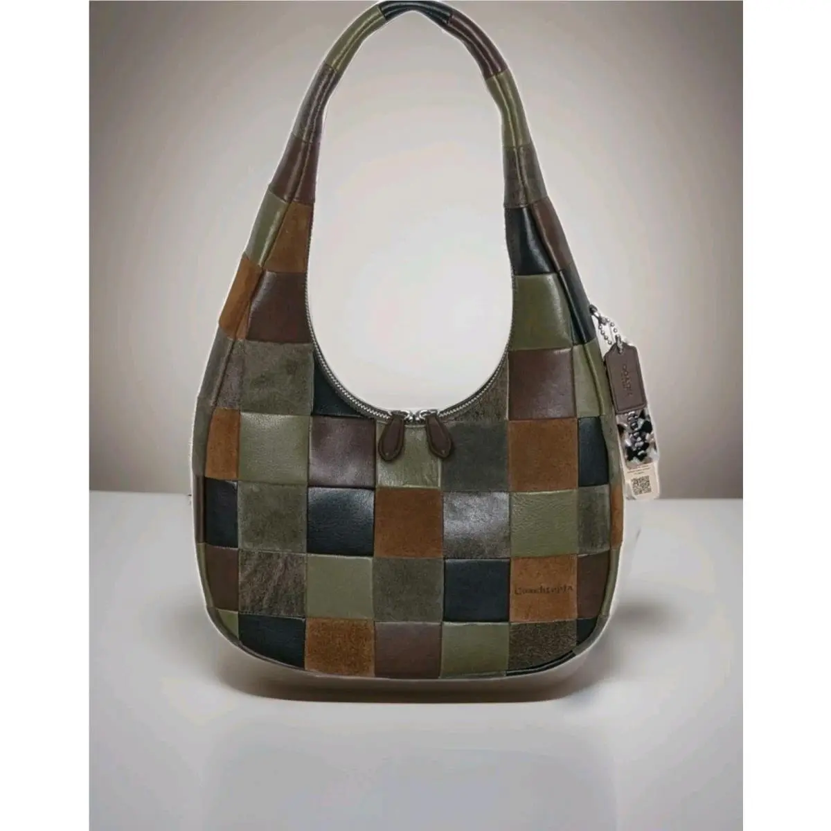 Coach Coachtopia Alter Ego Crescent Shoulder Bag Tote Checkerboard Multi CFK00
