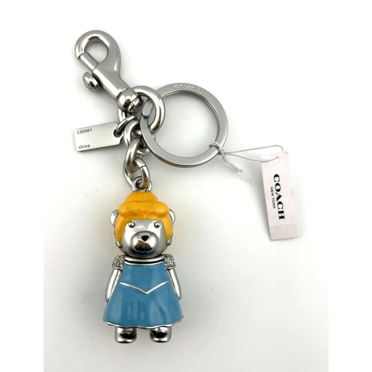 X Disney Cinderella Princess Bear Metal Enamel Keychain Bag Charm by Coach