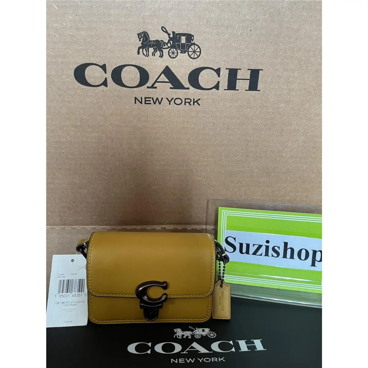 Coach Studio 12 Flax Yellow Pewter Leather CC484 Mini Size