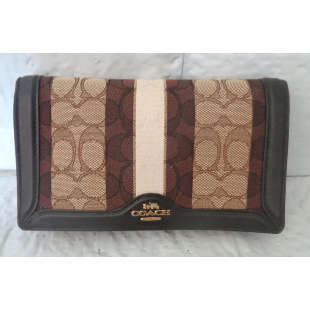 Coach - Anna - Signature Khaki - Fold Over Clutch / Crossbody - C5884