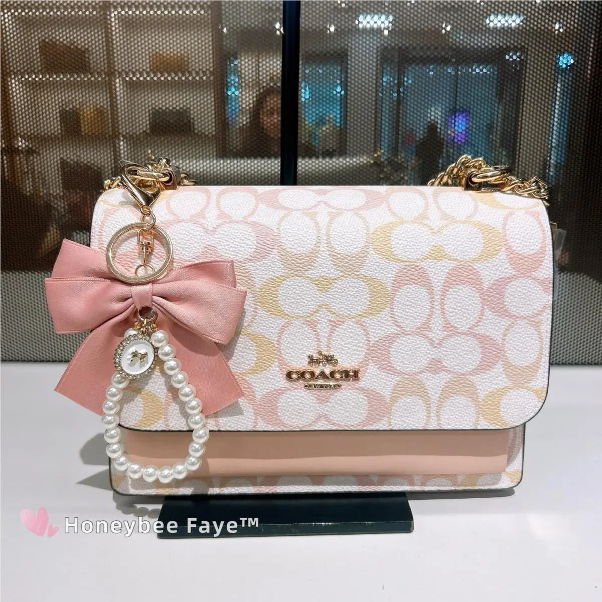 Coach Klare Crossbody Bag In Pretty Signature Canvas CDZ07 Chalk/pink