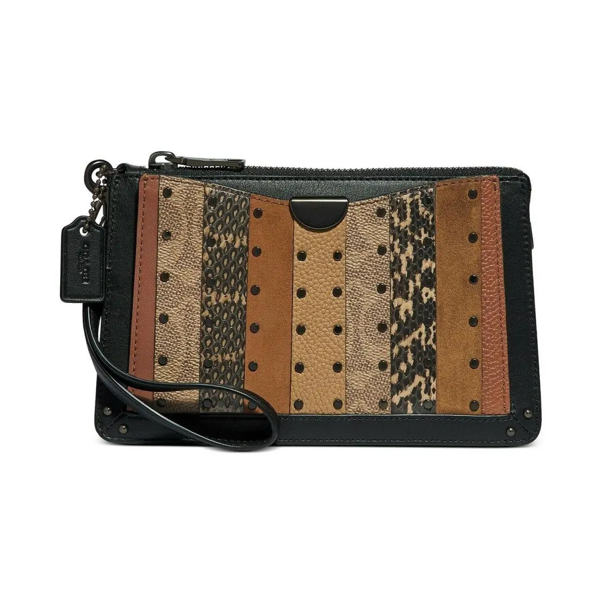 Coach 85920 Coated Canvas Leather Signature Stripe Dreamer Wristlet Wallet
