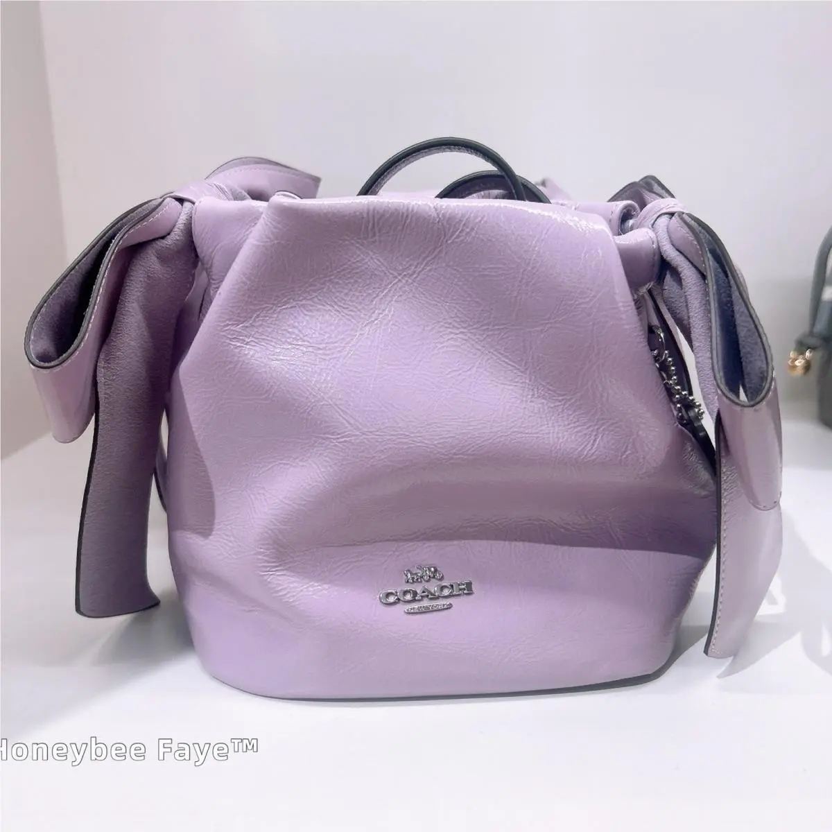 Coach Faye Mini Drawstring Bag with Bows CEL03 Light Amethyst