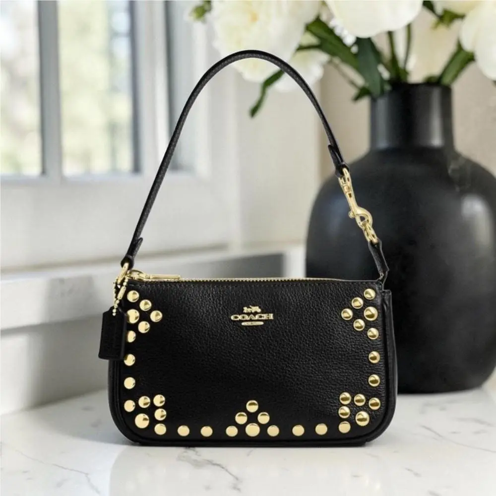 Coach Nolita 19 with Gold Rivets in Black Leather CAQ17