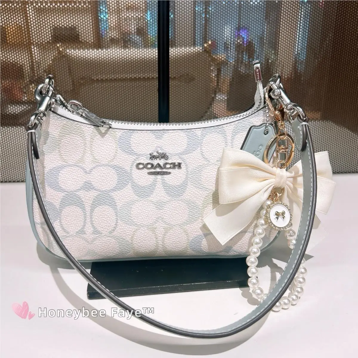 Coach Teri Mini Crossbody Bag In Pretty Signature Canvas CDW52 Chalk/blue