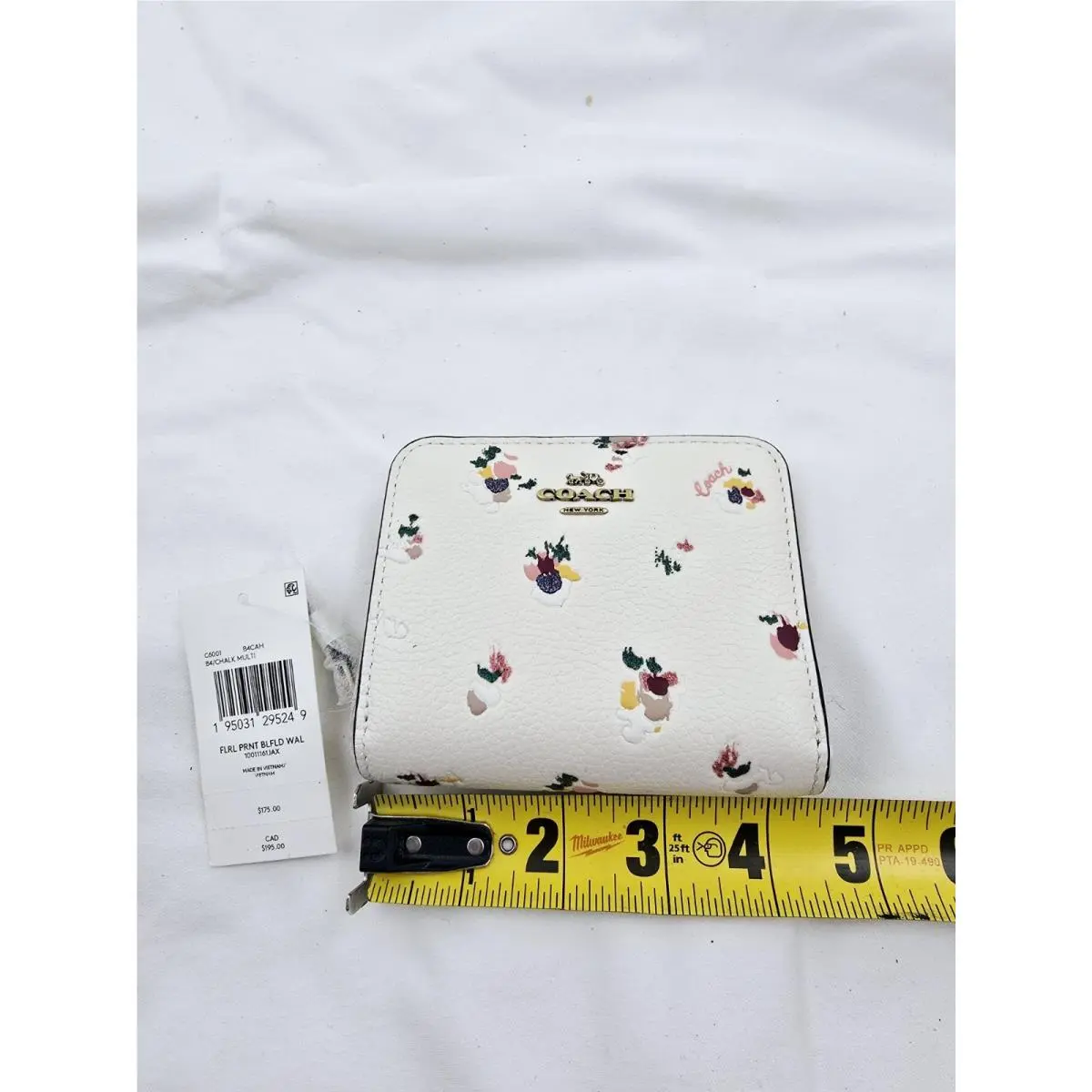 Coach B4 Leather Billfold Wallet with Floral Print C6001