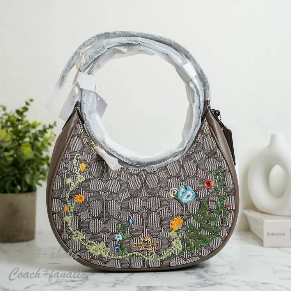 CDX19 Emily Shoulder Bag Signature Jacquard with Floral Embroidery by Coach