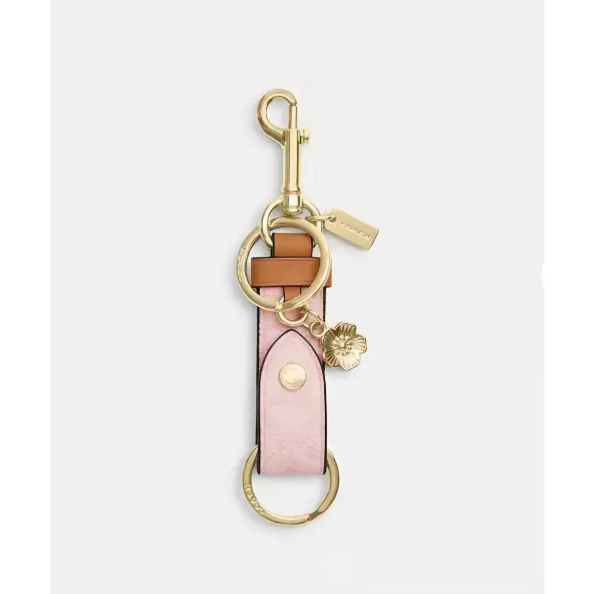 Trigger Snap Bag Charm in Signature Canvas Powder Pink Tan CEA24 by Coach