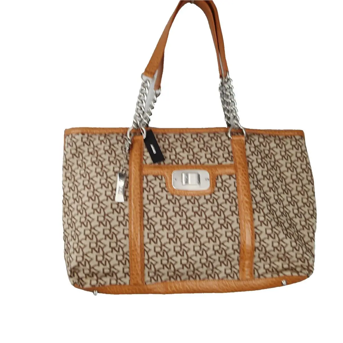 Dkny Donna Karan York Tote Purse Handbag Crossbody Turnlock Chino Tan