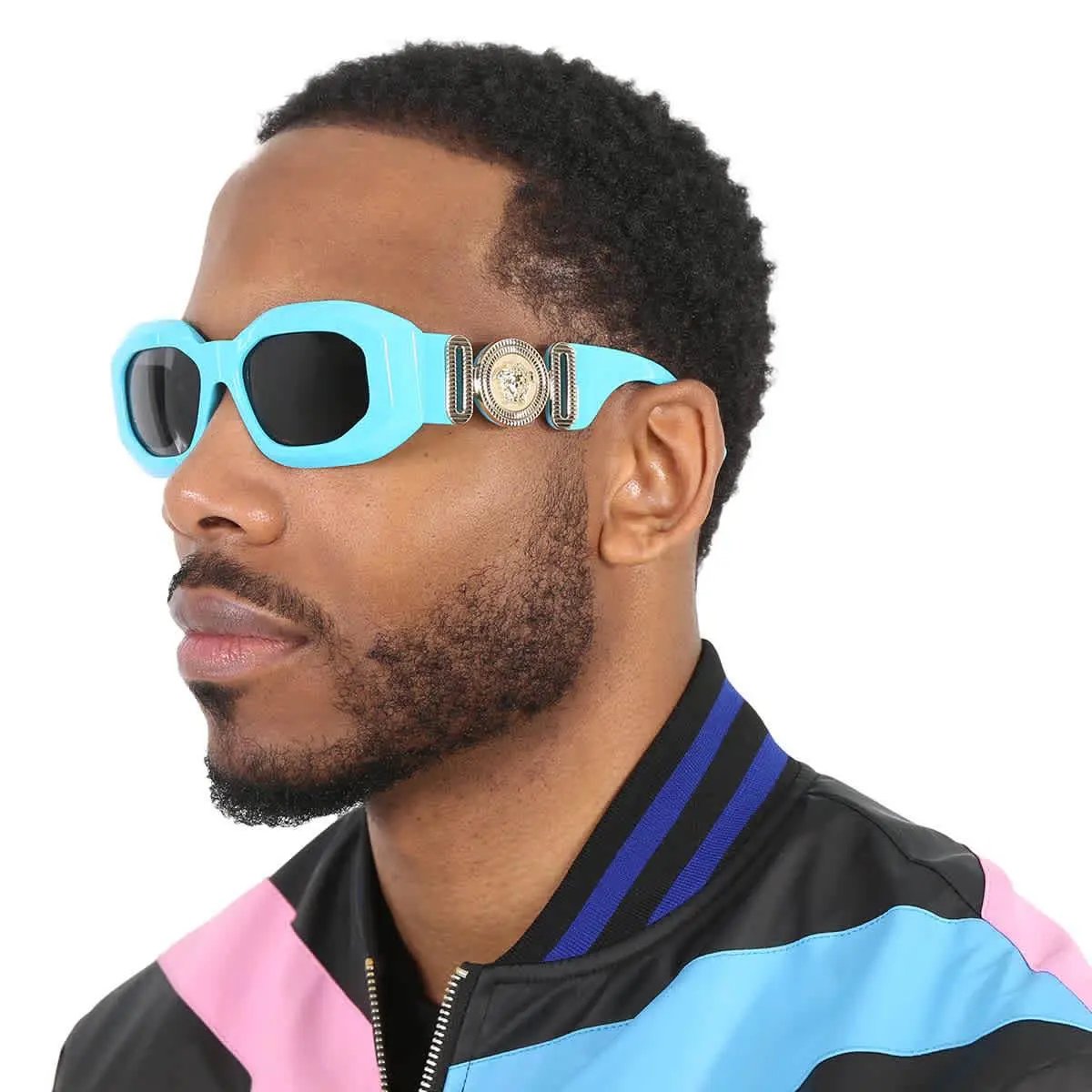Versace Dark Grey Irregular Men`s Sunglasses VE4425U 543987 53 VE4425U 543987 53