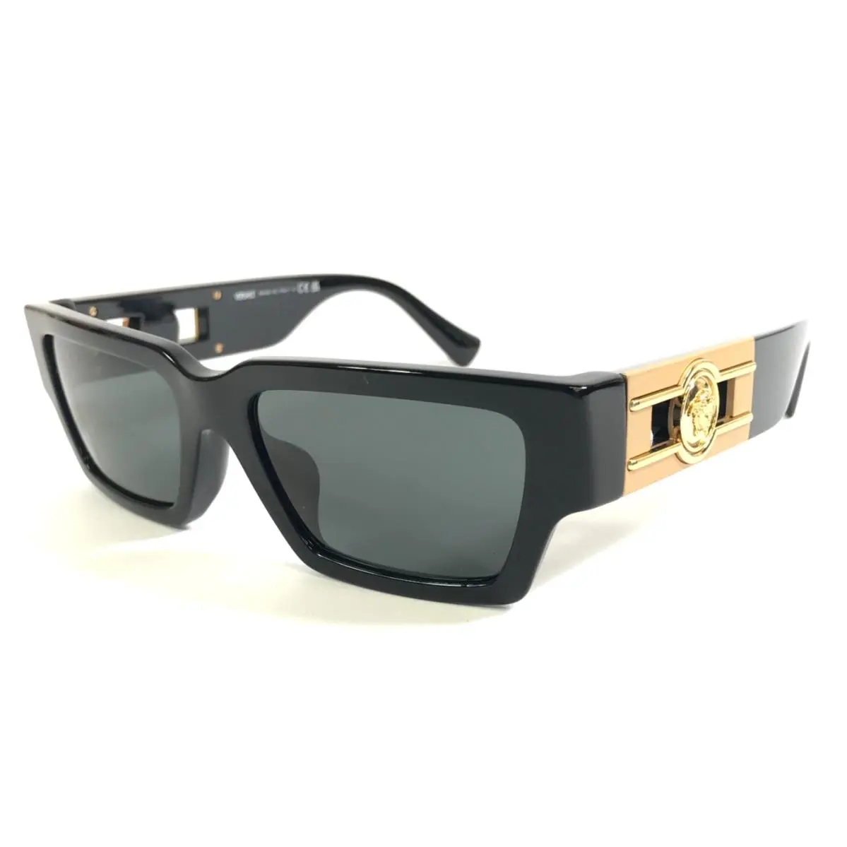 Sunglasses MOD.4459-F GB1/87 Black Gold Asian Fit with Dark Gray Lenses by Versace