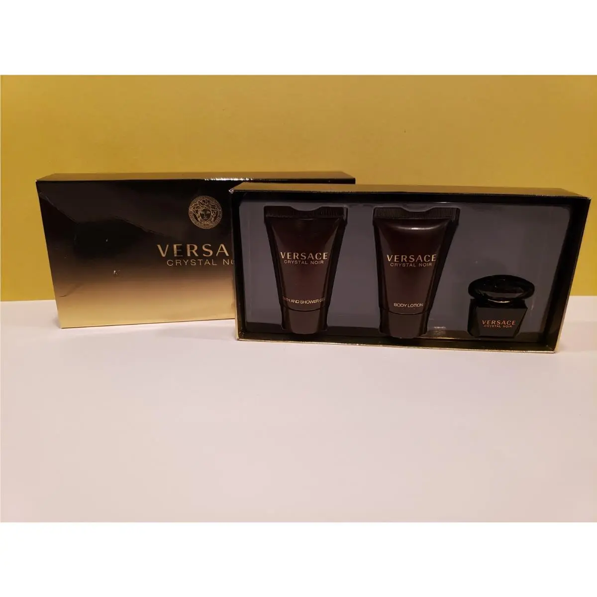 Versace Crystal Noir 3 Piece Set Bath Lotion Edt