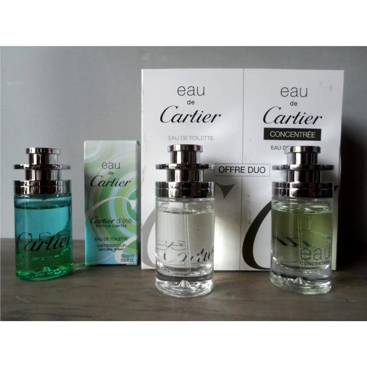 Lot of 3 Eau de Cartier 0.5 oz / 15 ml Spray Edt Concentree D`ete