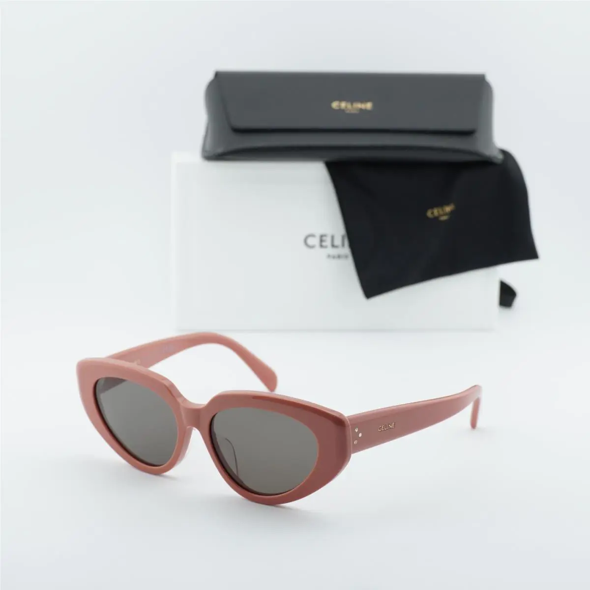 Celine CL40286F 72A Shiny Light Pink/smoke 54-16-145 Sunglasses