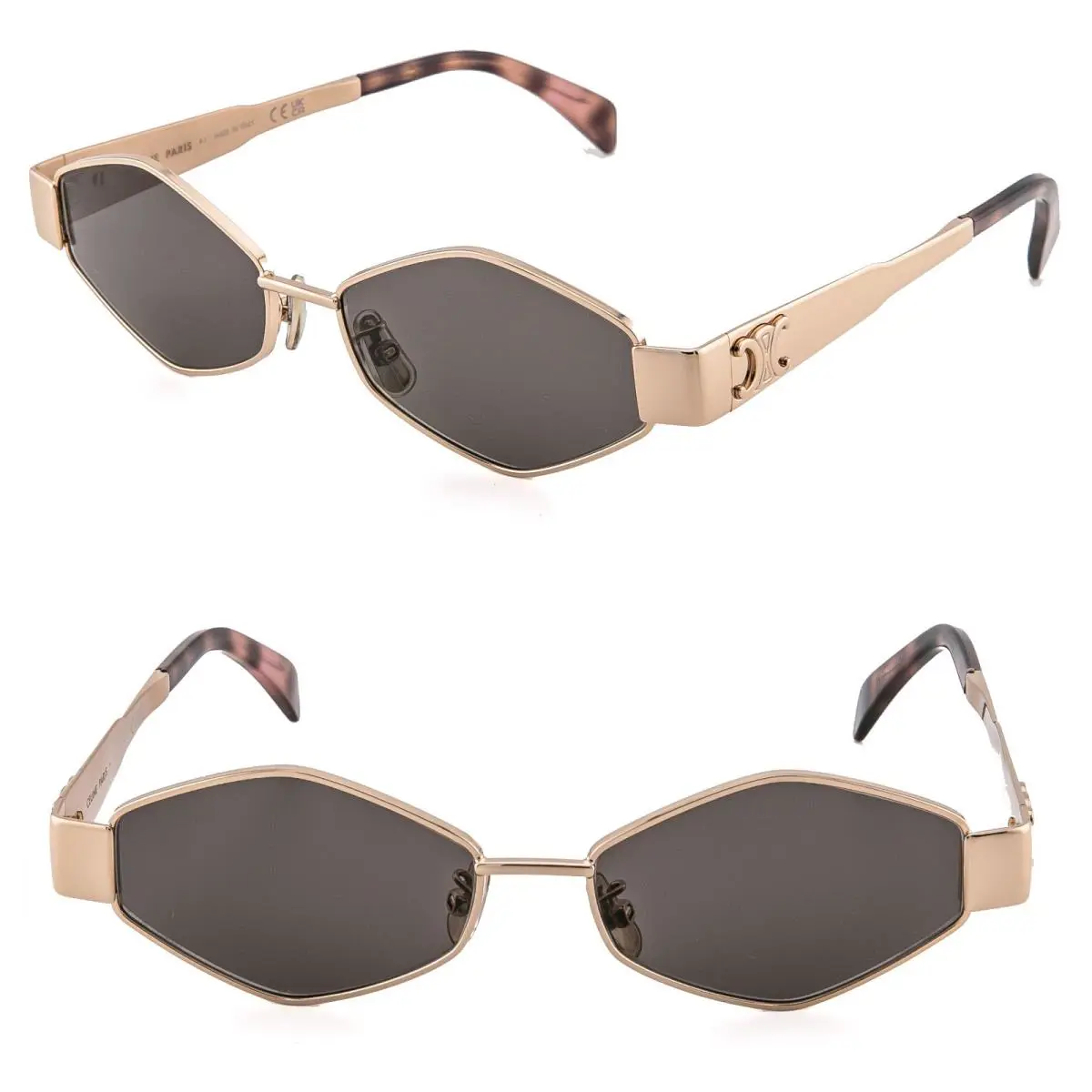 Celine CL40254U 40254 Metal Triomphe Rose Gold Oval Unisex Sunglasses 28A
