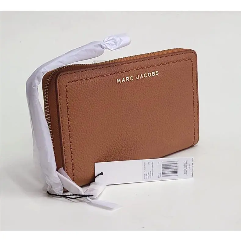 Marc Jacobs Leather Wristlet Wallet Continental Smoked Almond Zip Around
