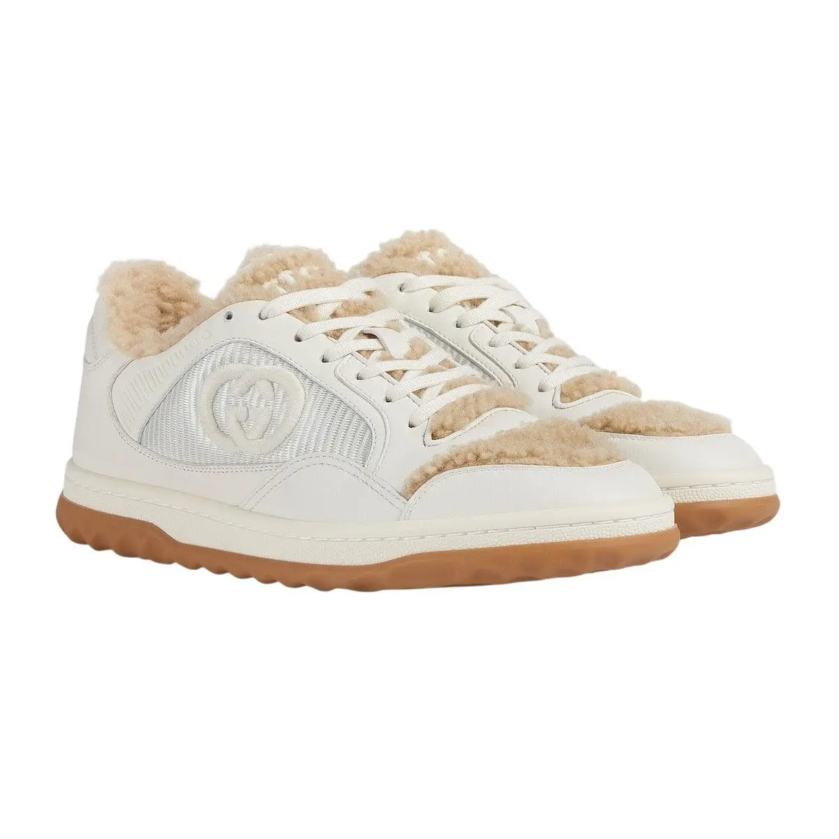 Men`s Gucci White Leather Merino Wool MAC80 Sneakers 760419