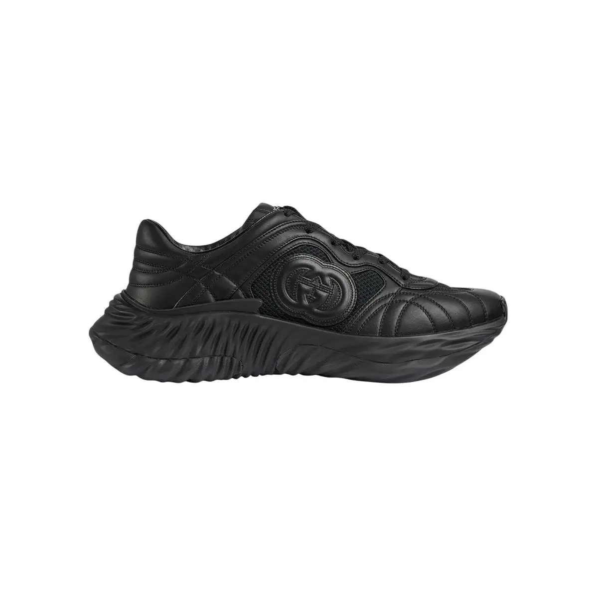 Men`s  Black Mesh Leather Chunky Ripple Sneakers 771471 by Gucci