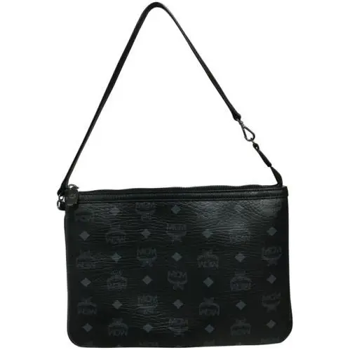 Mcm L87729 Womens Black Visetos Shoulder Bag Size 11.5x8.5x1
