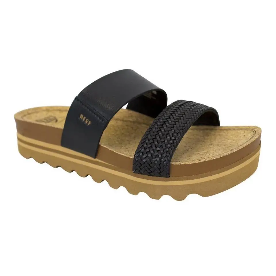 Reef Women`s SZ 12 Cushion Vista Hi Black Braid Slide Sandal